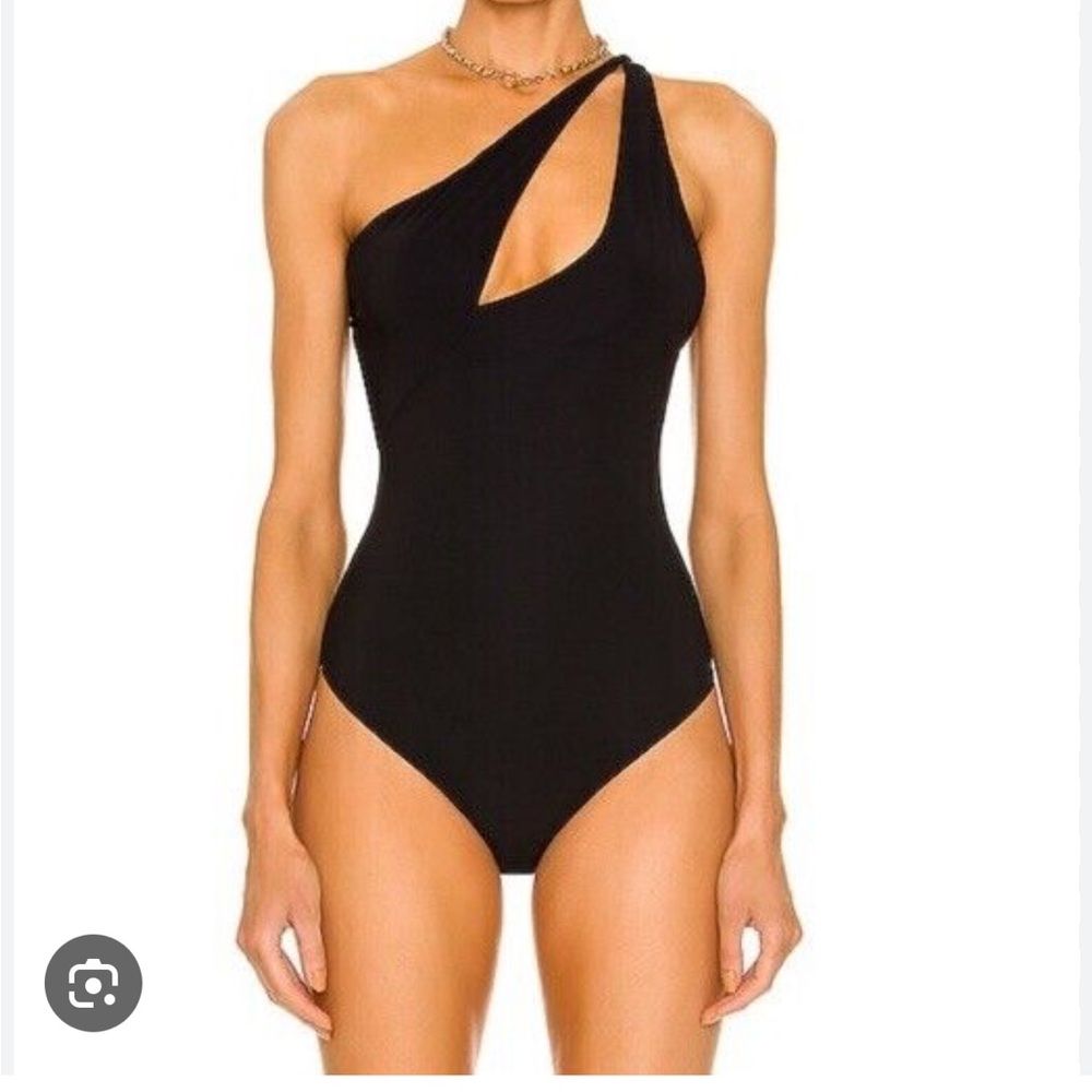 Alix NYC black Page one shoulder asymmetrical bodysuit small